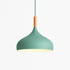Sospensione LED in metallo colorato e bastone in legno Nordic