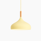 Sospensione LED in metallo colorato e bastone in legno Nordic