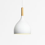 Sospensione LED in metallo colorato e bastone in legno Nordic