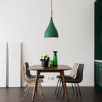 Sospensione LED in metallo colorato e bastone in legno Nordic