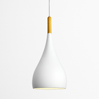 Sospensione LED in metallo colorato e bastone in legno Nordic