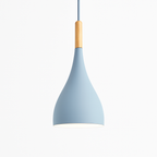 Sospensione LED in metallo colorato e bastone in legno Nordic