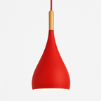 Sospensione LED in metallo colorato e bastone in legno Nordic