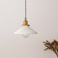 Sospensione rétro con paralume in ceramica bianca Letten