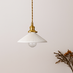 Sospensione rétro con paralume in ceramica bianca Letten