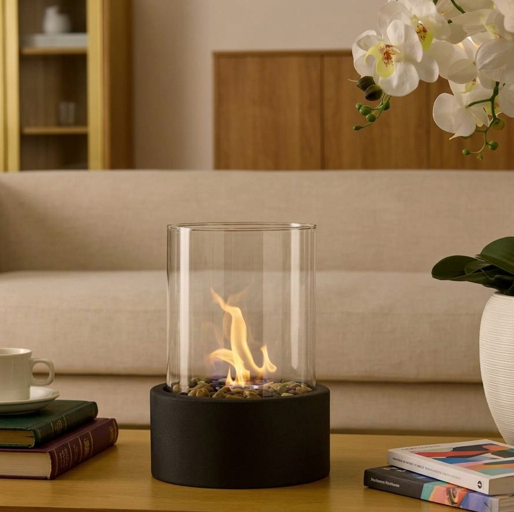 Camino da Tavolo a Bioetanolo con Effetto Fiamma Reale Design Scandinavo Moderno per Interni ed Esterni