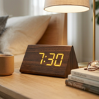 Orologio LED in Legno con Controllo Vocale Sveglia Digitale Moderna Design Minimalista