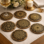 TABLEVA – Elegante Sottobicchiere Rotondo in Legno con Design Mandala