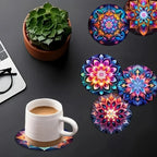 TABLEVA – Elegante Sottobicchiere Rotondo in Legno con Design Mandala