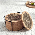 TABLEVA – Elegante Sottobicchiere Rotondo in Legno con Design Mandala