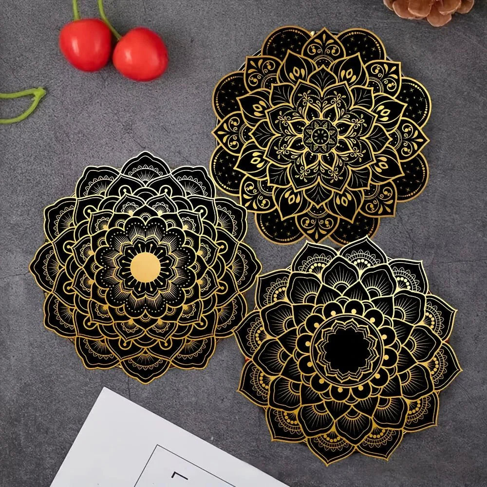TABLEVA – Elegante Sottobicchiere Rotondo in Legno con Design Mandala