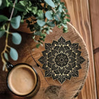 TABLEVA – Elegante Sottobicchiere Rotondo in Legno con Design Mandala
