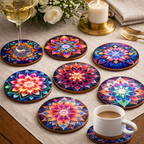 TABLEVA – Elegante Sottobicchiere Rotondo in Legno con Design Mandala