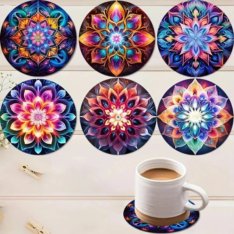 TABLEVA – Elegante Sottobicchiere Rotondo in Legno con Design Mandala