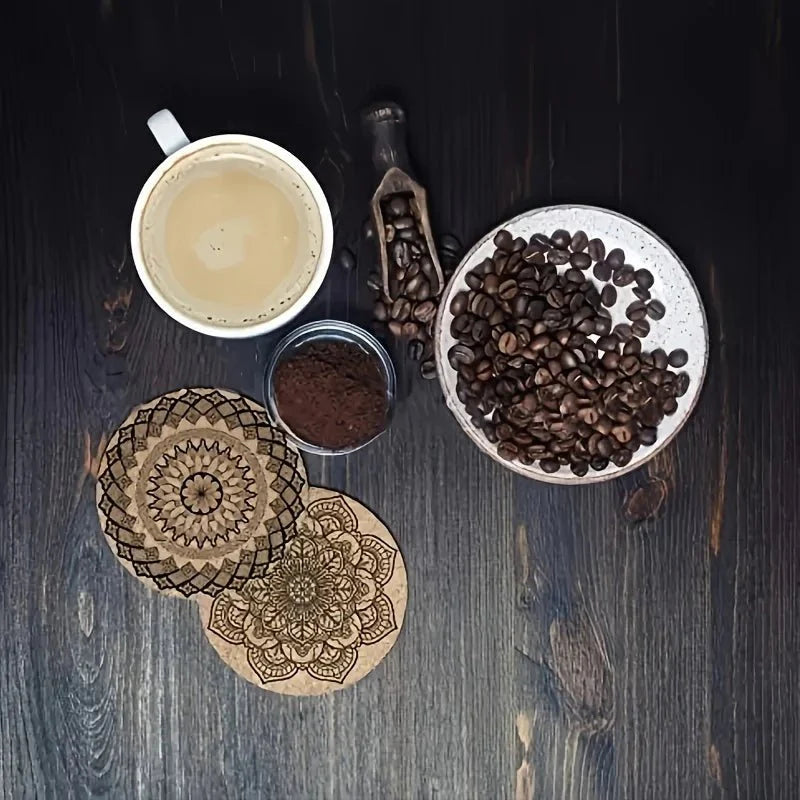 TABLEVA – Elegante Sottobicchiere Rotondo in Legno con Design Mandala