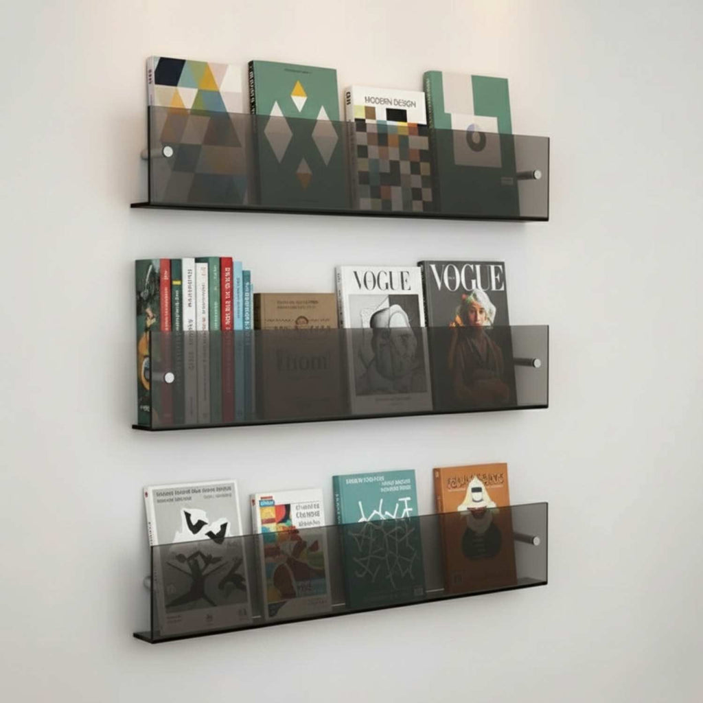 Evi | Mensola da Parete in Acrilico per Riviste e Libri per Soggiorno, Ufficio e Corridoio