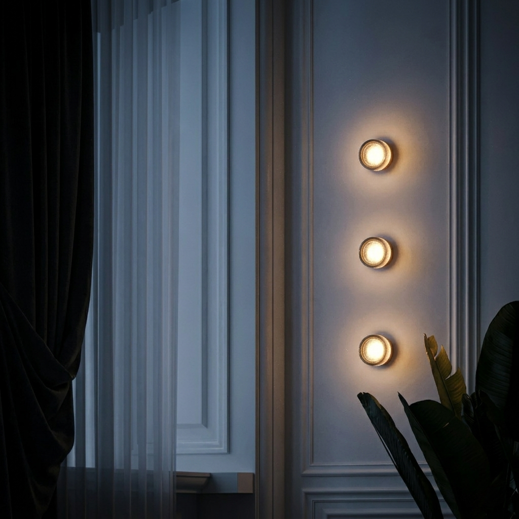 Applique LED da Parete Rotonda in Vetro Lampada Moderna per Camera e Soggiorno