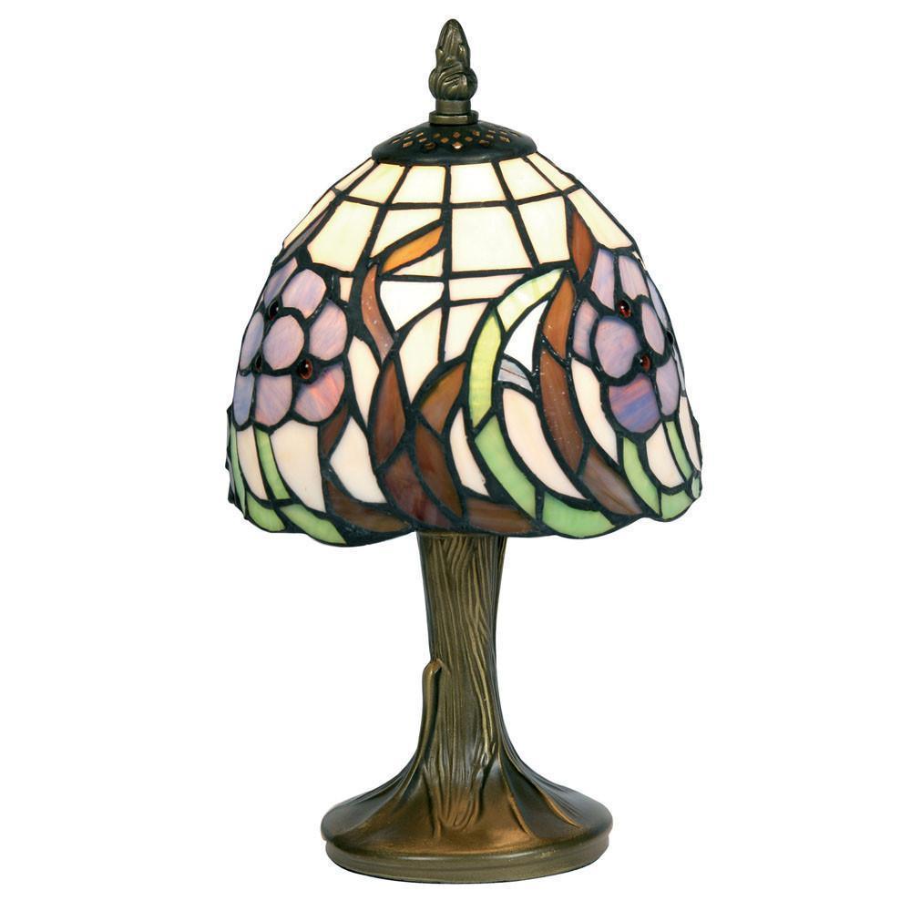 Lampada da Tavolo Notturno Tiffany con Fiore Blu Oaks