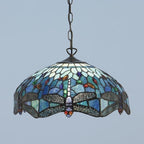Luce da soffitto Tiffany Media Blue Dragonfly - Attacco per 3 lampadine
