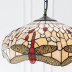 Lampada da soffitto Tiffany media a luce singola Dragonfly beige
