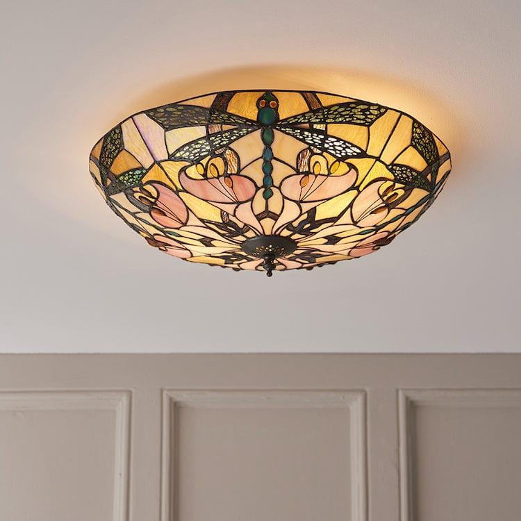 Interiors 1900 Ashton Grande Lampada da Soffitto Tiffany Flush