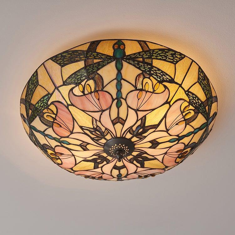 Interiors 1900 Ashton Grande Lampada da Soffitto Tiffany Flush