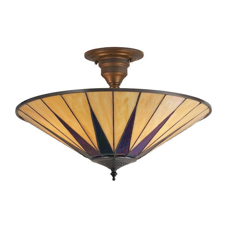 Interiors 1900 Dark Star Semi Flush Tiffany Lampada da Soffitto