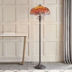 Lampada da terra Tiffany Flame Dragonfly di Interiors 1900