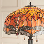 Lampada da terra Tiffany Flame Dragonfly di Interiors 1900