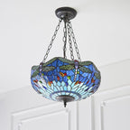 Luce da soffitto Tiffany Invertita Media Libellula Blu