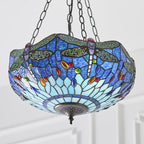 Luce da soffitto Tiffany Invertita Media Libellula Blu