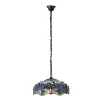 Luce da soffitto Tiffany Media Blue Dragonfly - Attacco per 3 lampadine