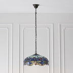 Luce da soffitto Tiffany Media Libellula Blu - Attacco per 1 Lampadina