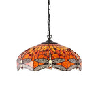 Lampada da soffitto Tiffany Media Libellula Fiammeggiante - Attacco per 3 lampadine