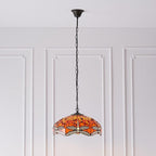 Lampada da soffitto Tiffany Media Libellula Fiammeggiante - Attacco per 3 lampadine