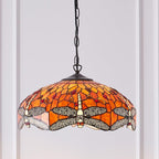 Lampada da soffitto Tiffany Media Libellula Fiammeggiante - Attacco per 3 lampadine