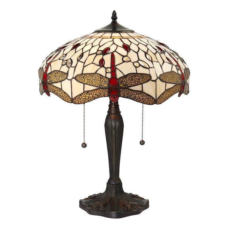 Lampada da Tavolo Tiffany Dragonfly Beige Interiors 1900 - Corda di Trazione