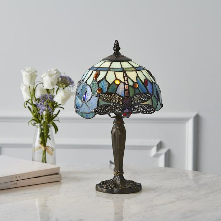 Lampada da Tavolo Intermedia Tiffany Libellula Blu