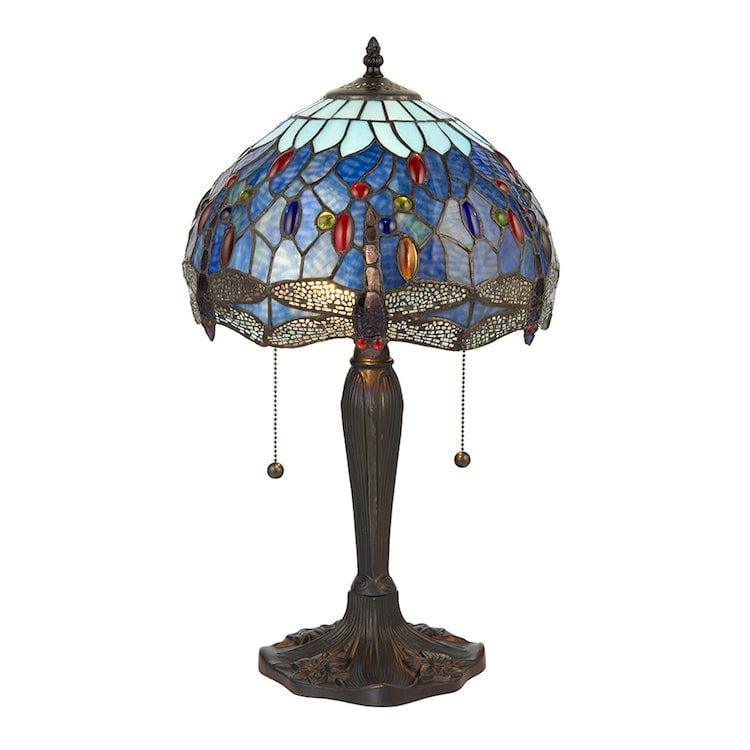 Lampada da Tavolo Tiffany Piccola Libellula Blu Interiors 1900