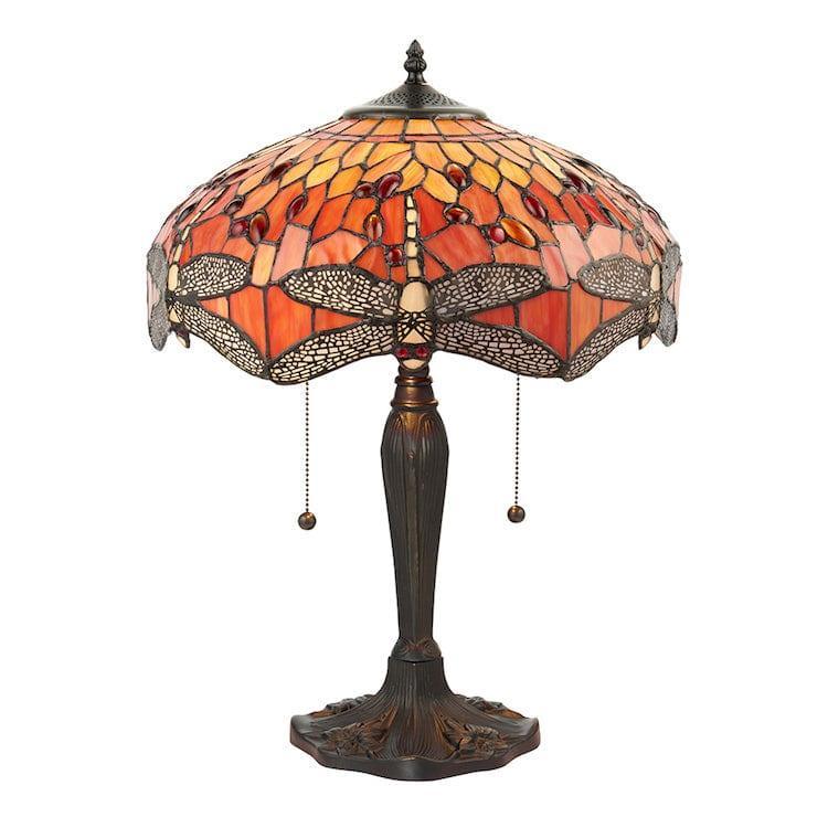 Lampada da Tavolo Tiffany Flame Dragonfly di Interiors 1900