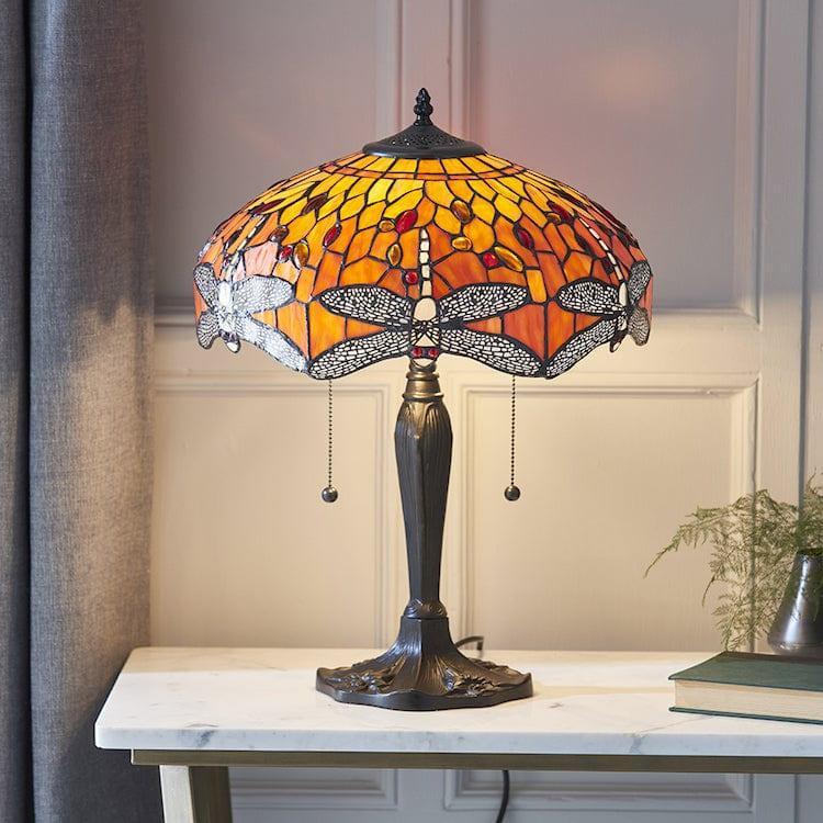 Lampada da Tavolo Tiffany Flame Dragonfly di Interiors 1900