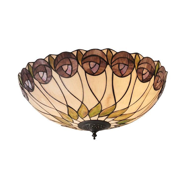 Interiors 1900 Hutchinson Grande Lampada da Soffitto Tiffany Flush