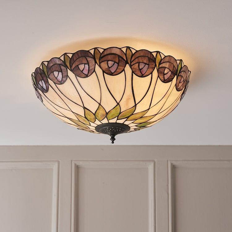 Interiors 1900 Hutchinson Grande Lampada da Soffitto Tiffany Flush
