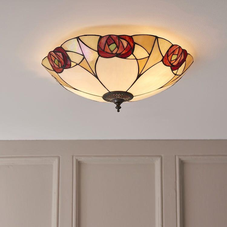 Interiors 1900 Ingram Grande Lampada da Soffitto Tiffany Flush