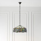 Luce da Soffitto Tiffany Grande Libellula Blu - Attacco per 3 Lampadine