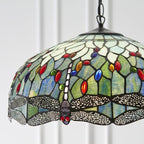 Luce da Soffitto Tiffany Grande Libellula Blu - Attacco per 3 Lampadine