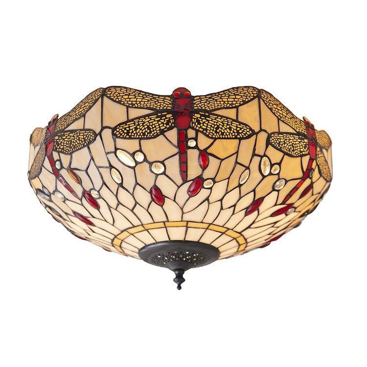 Lampada da soffitto Tiffany Beige Libellula Media