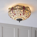 Lampada da soffitto Tiffany Beige Libellula Media