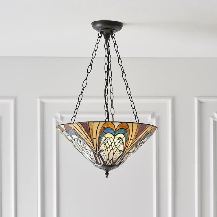Interiors 1900 Hector Medium Lampada da Soffitto Tiffany Invertita