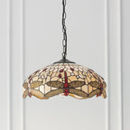 Lampada da soffitto Tiffany media a luce singola Dragonfly beige